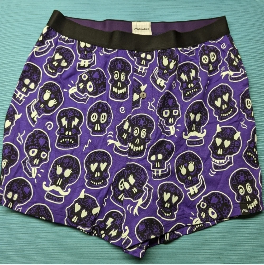 NWOT MeUndies Glow in the Dark Skull Men's Button Boxers Medium